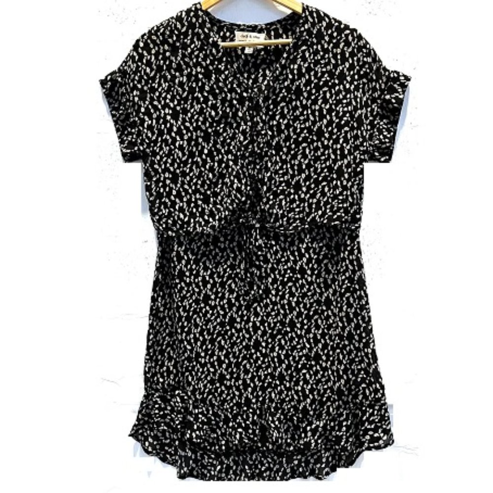 Cloth & Stone Mini Tie Front Short Sleeve Silky Dress